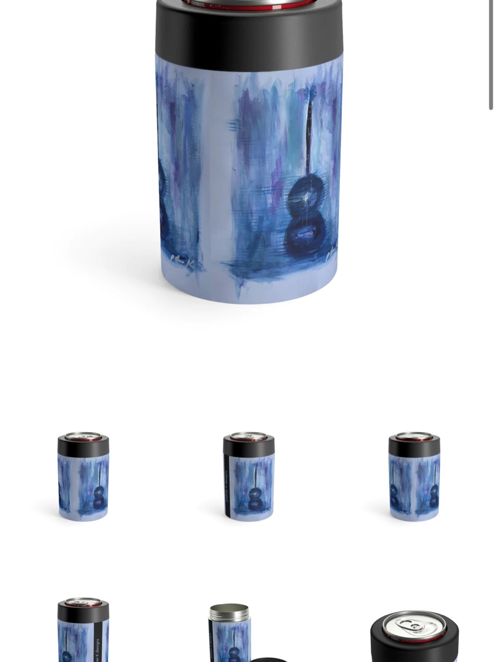 Blue Abstract Guitar insulated Can Cooler